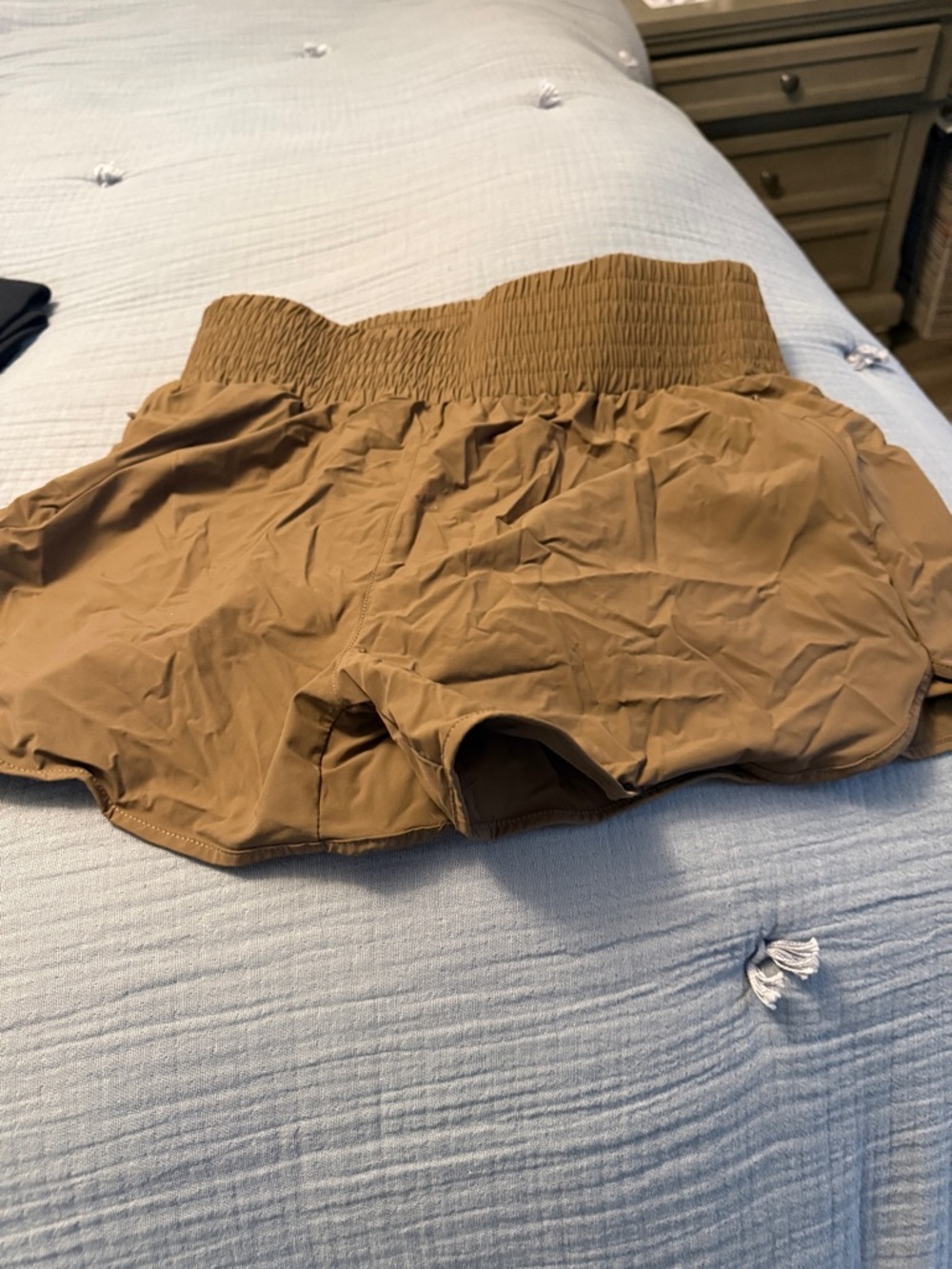 Women's Smocked Waist Athletic Shorts - Brown